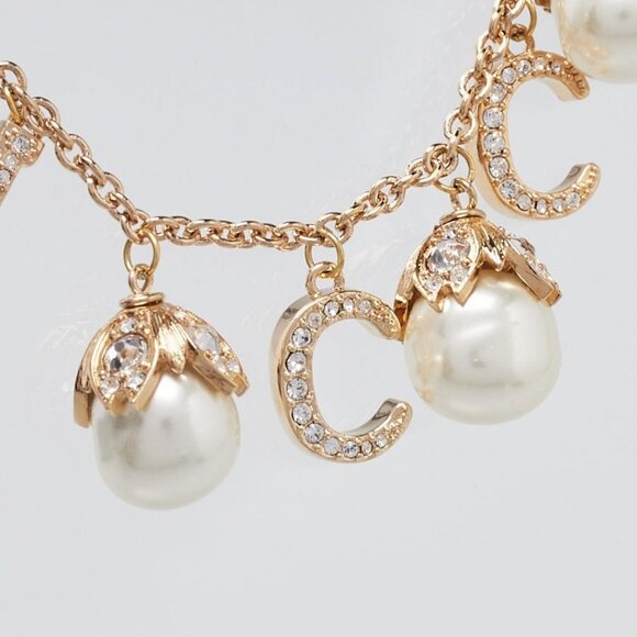 Gucci Crystal Embellished and Faux Pearl Logo Necklace - Picture 2 of 8